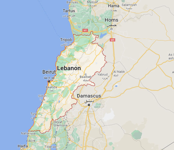 Lebanon on Map