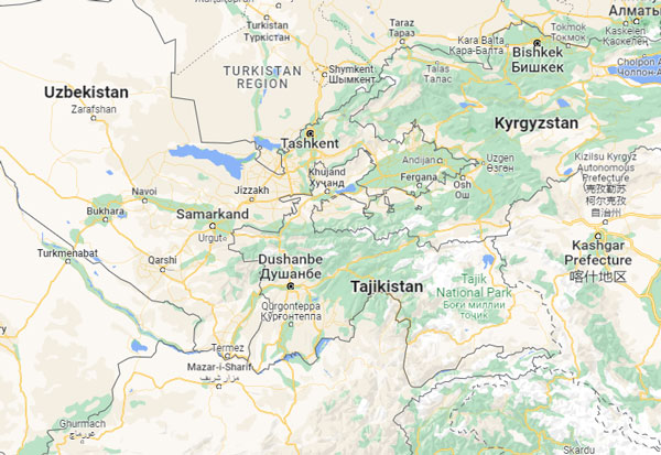 Tajikistan on Map
