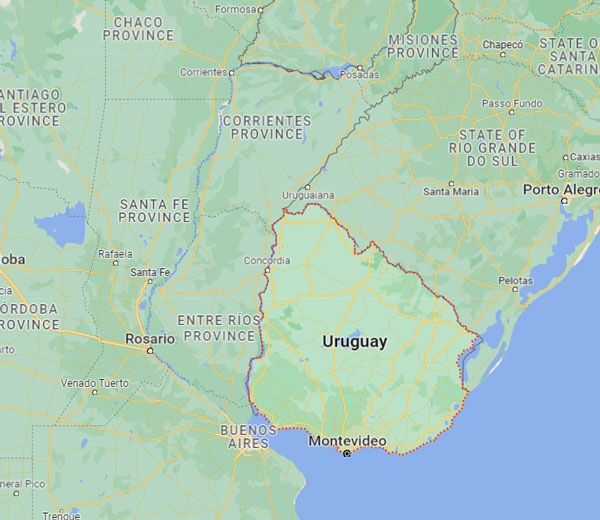 Uruguay on Map