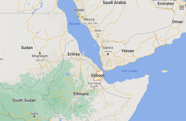 Djibouti on Map