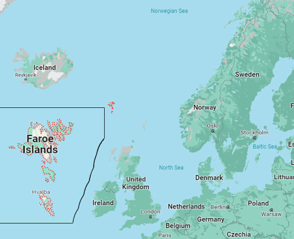 Faroe Islands on Map