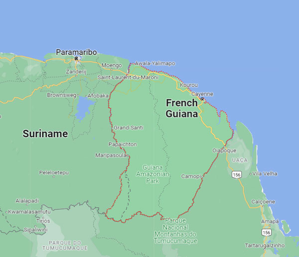 French Guiana on Map