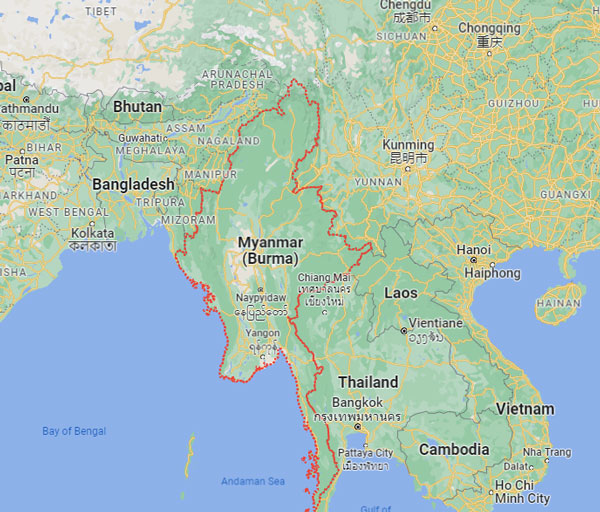 Myanmar on Map