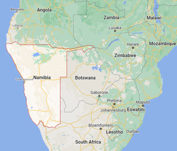 Namibia on Map