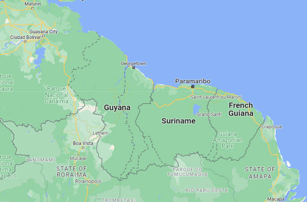 Suriname on Map