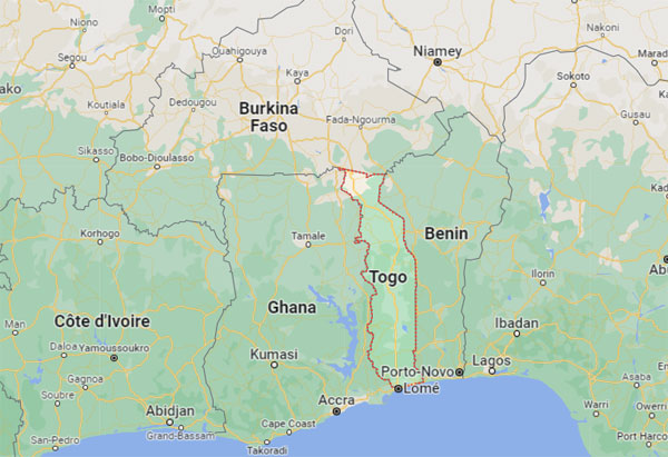 Togo on Map