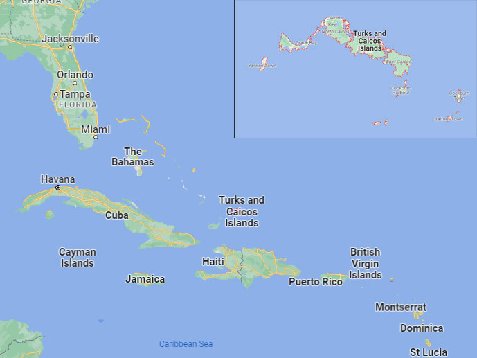 Turks and Caicos Islands on Map