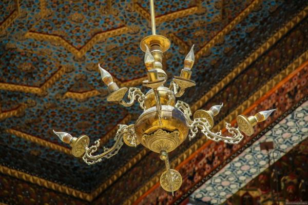 A painted wooden ceiling