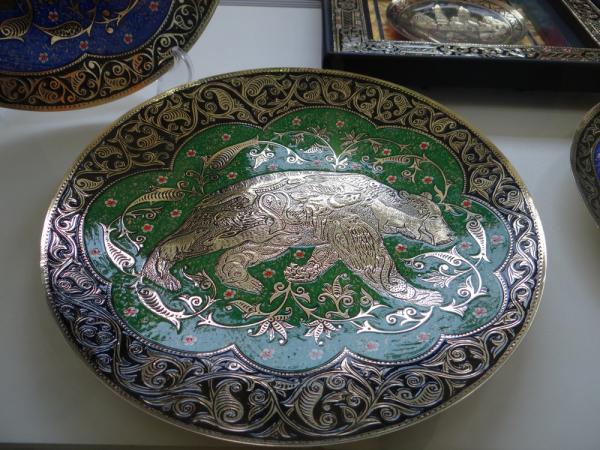 Green Color Painted Chased Plate