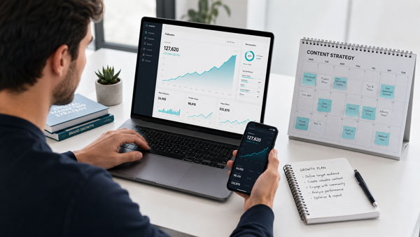 TikTok follower analytics: entrepreneur plans audience growth through marketing strategy